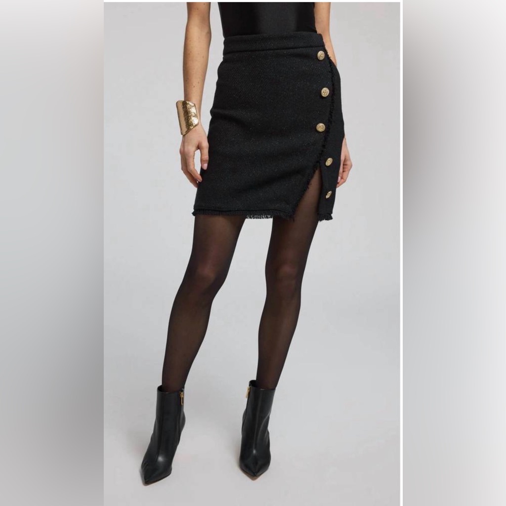 Generation Love Black Mini Skirt With Gold Buttons